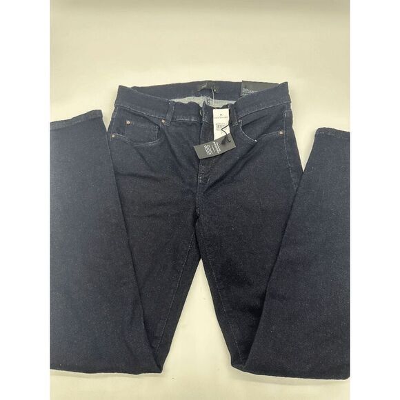 Ann Taylor The Skinny Jeans Mid Rise Sz 2 Zip Up 5 Pockets NWT Dark Blue - Picture 1 of 6